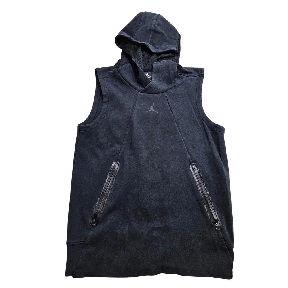 Jordan Sleeveless Hoodie S Black Bonded Zip Vest 724787-010
